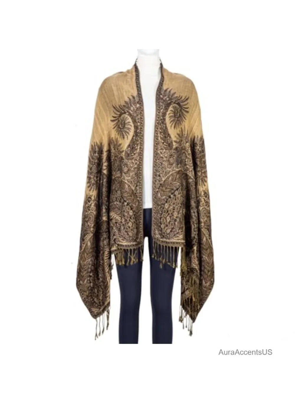 Viscose Acrylic Reversible Paisley Wrap Shawl Scarf for Women